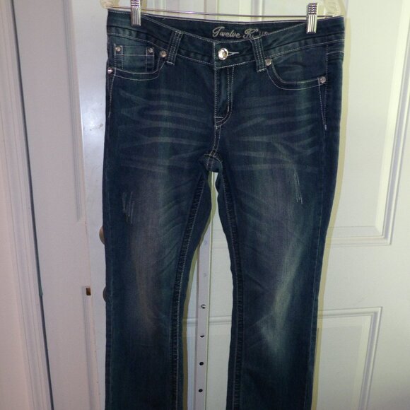 12 K USA Jeans size 11 Slightly Distressed Rhinestones - Picture 3 of 7